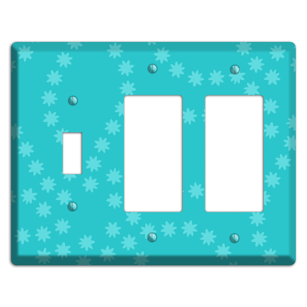 Multi Turquoise Constellation Toggle / 2 Rocker Wallplate