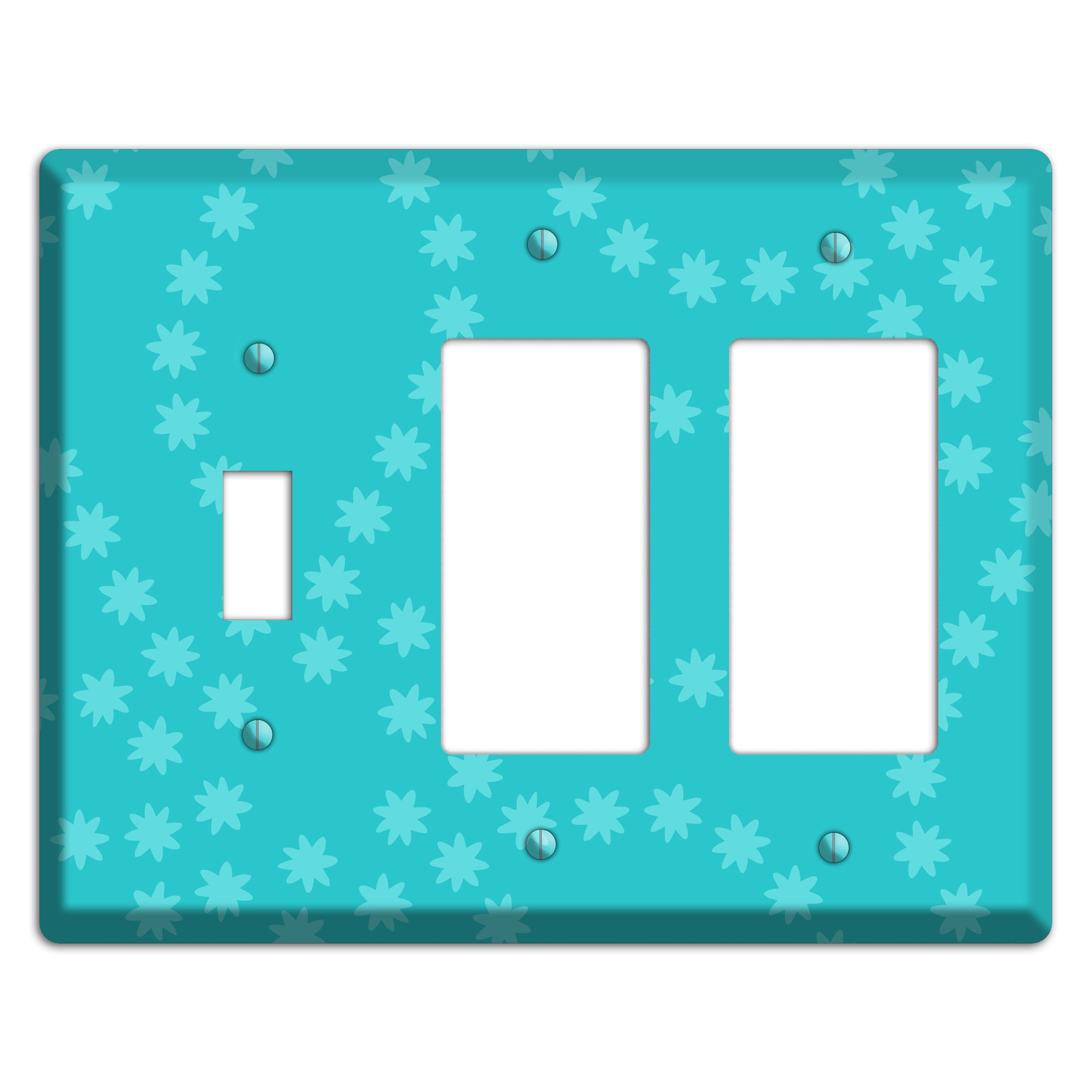 Multi Turquoise Constellation Toggle / 2 Rocker Wallplate