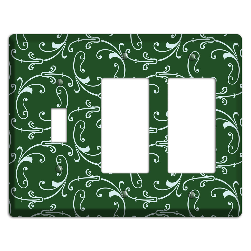 Green Victorian Sprig Toggle / 2 Rocker Wallplate