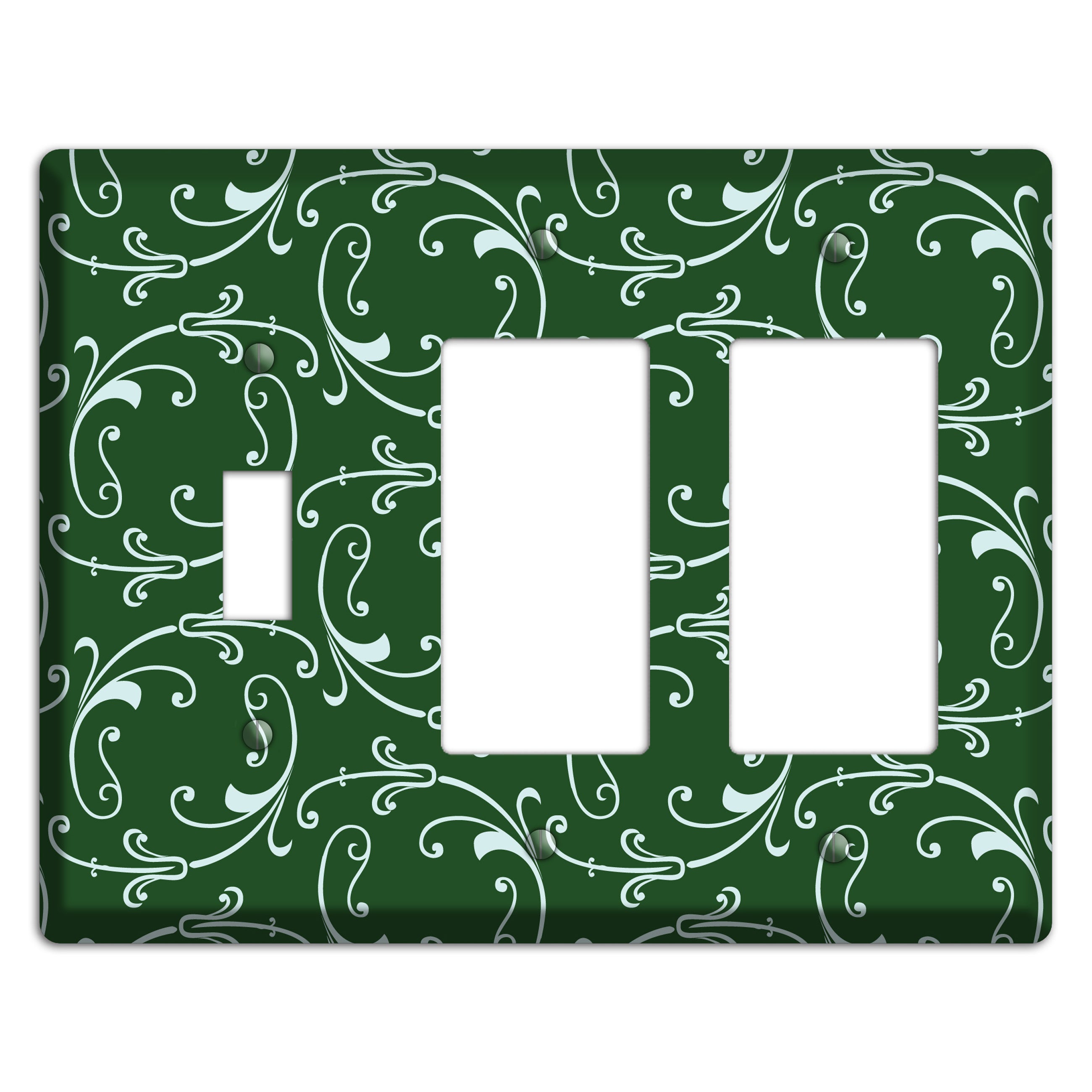 Green Victorian Sprig Toggle / 2 Rocker Wallplate