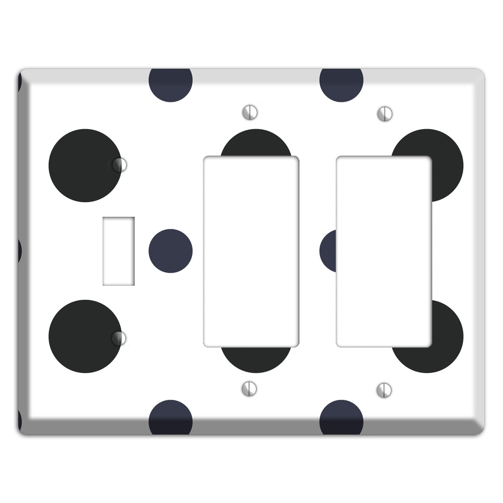 Black Multi Medium Polka Dots Toggle / 2 Rocker Wallplate