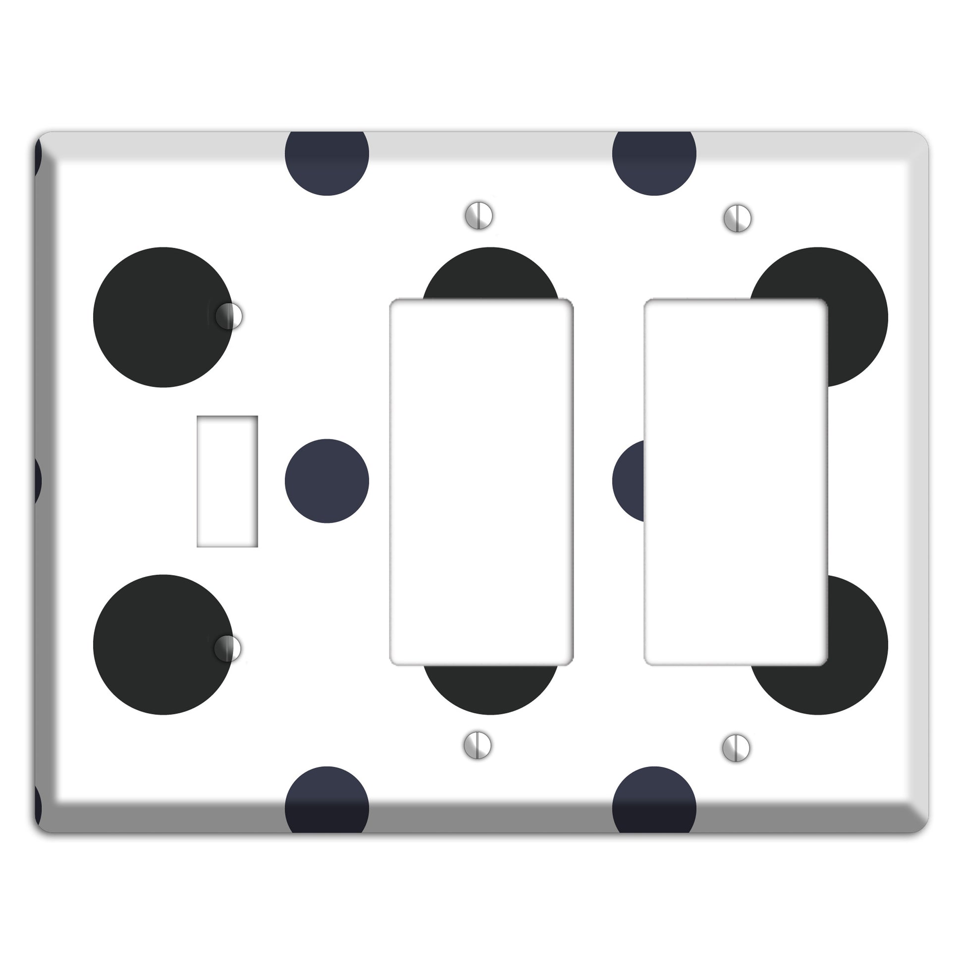 Black Multi Medium Polka Dots Toggle / 2 Rocker Wallplate