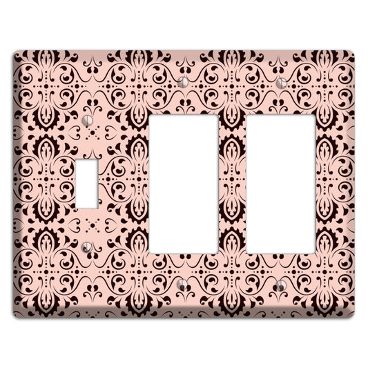 Coral Tapestry Cartouche Toggle / 2 Rocker Wallplate