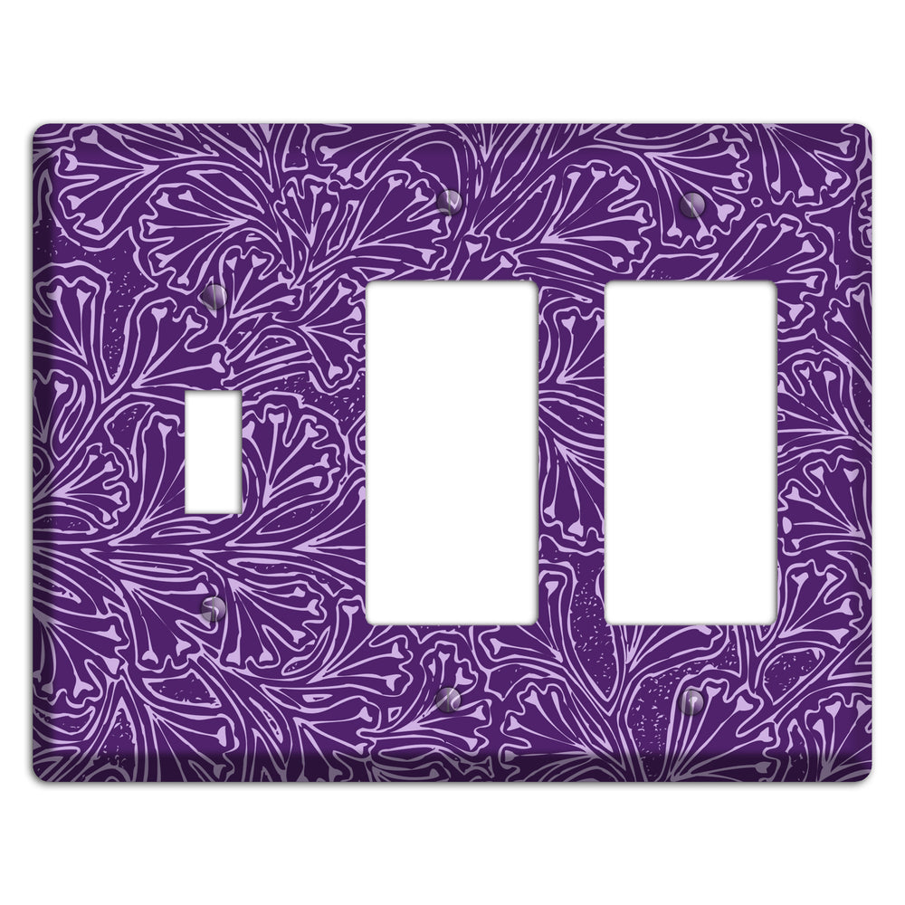 Deco Purple Interlocking Floral Toggle / 2 Rocker Wallplate