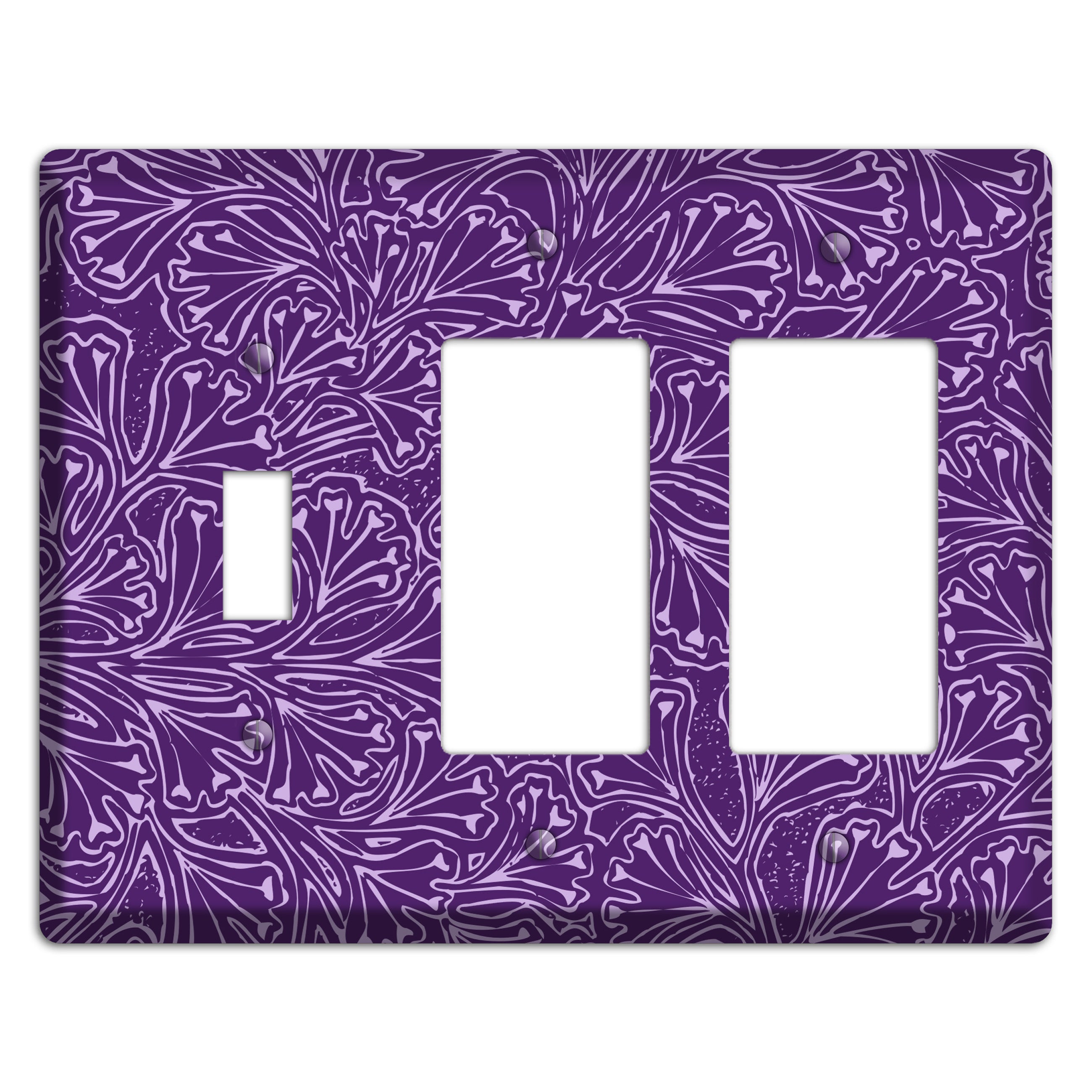 Deco Purple Interlocking Floral Toggle / 2 Rocker Wallplate