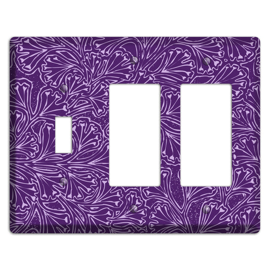 Deco Purple Interlocking Floral Toggle / 2 Rocker Wallplate