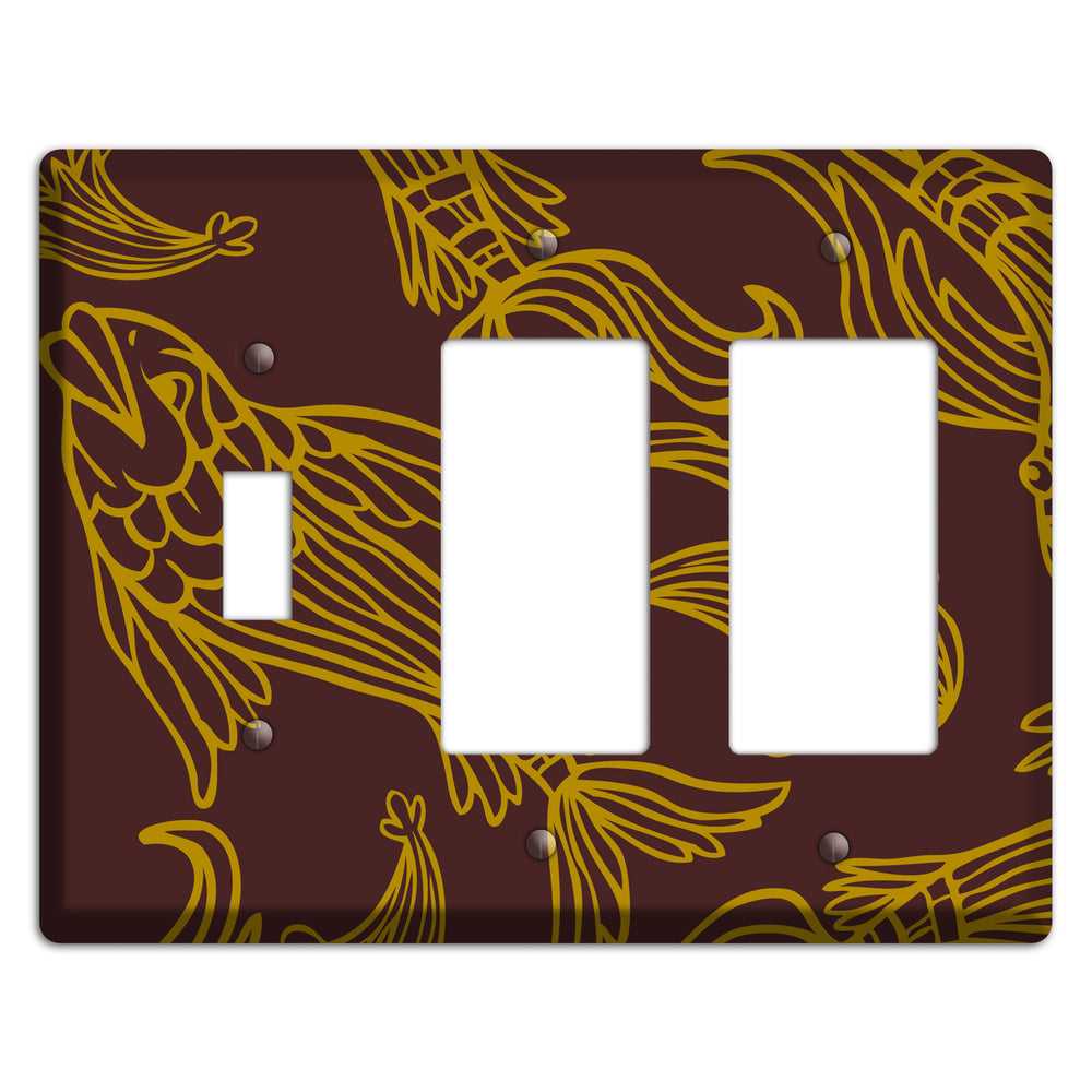 Brown and Beige Koi Toggle / 2 Rocker Wallplate