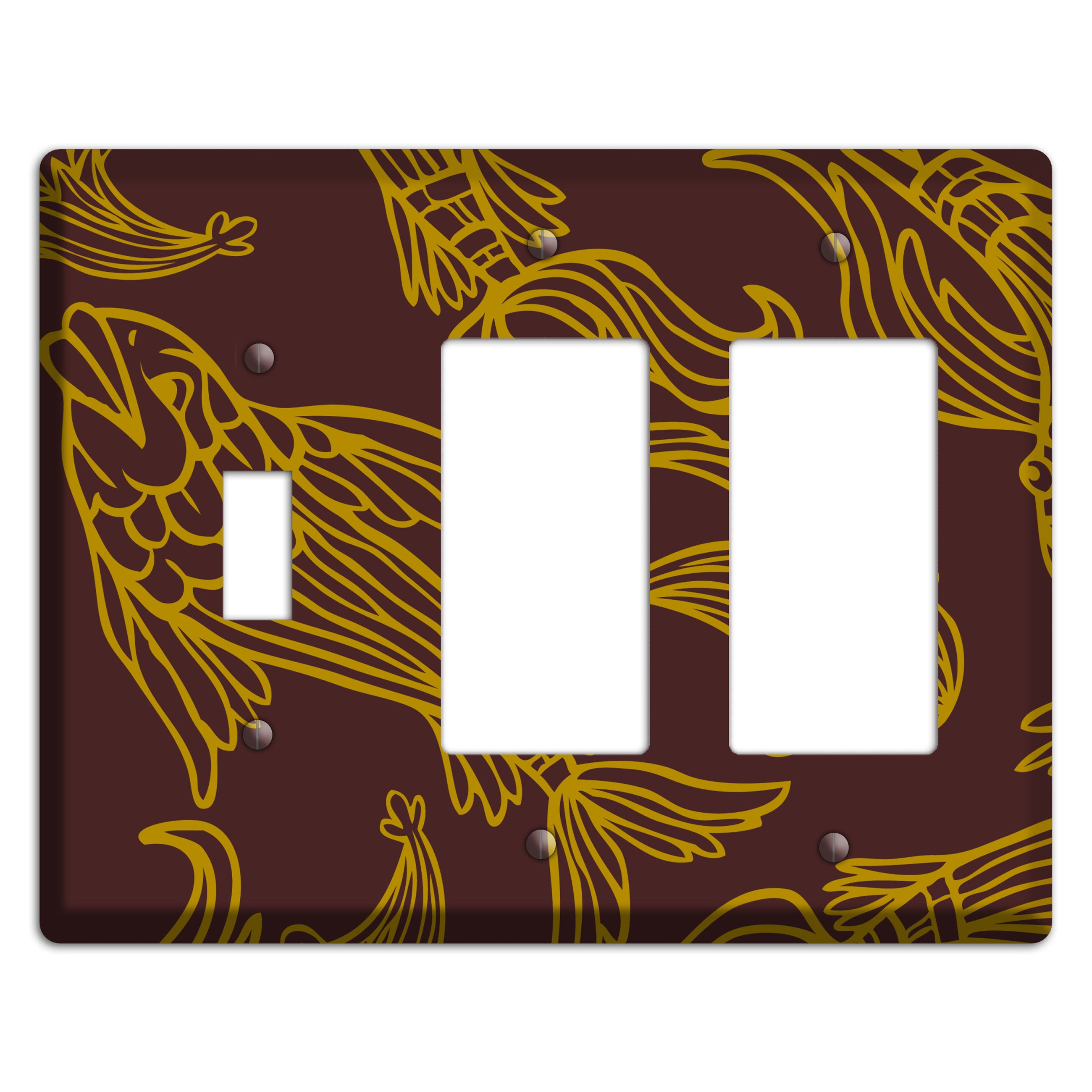 Brown and Beige Koi Toggle / 2 Rocker Wallplate