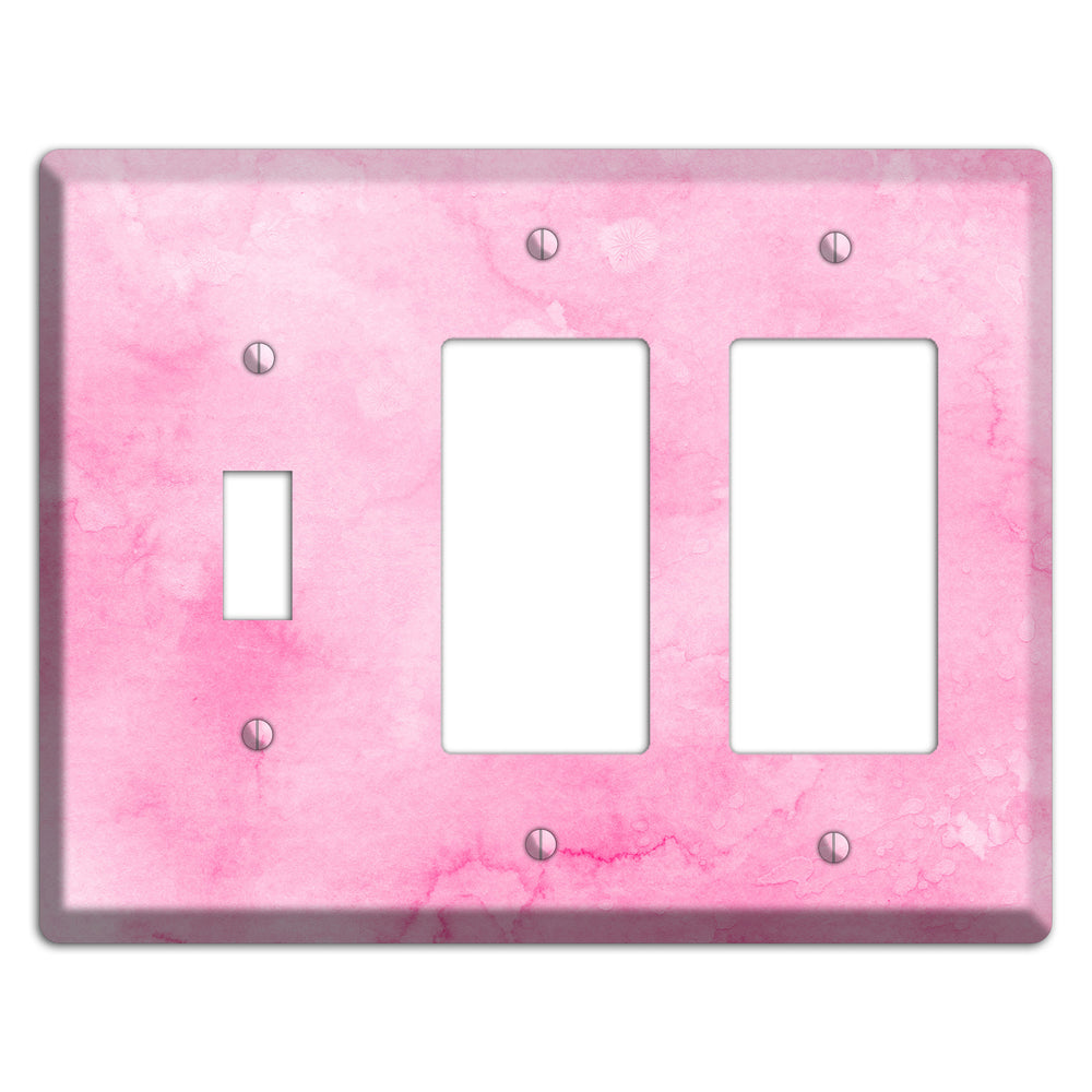 Cinderella Pink Texture Toggle / 2 Rocker Wallplate