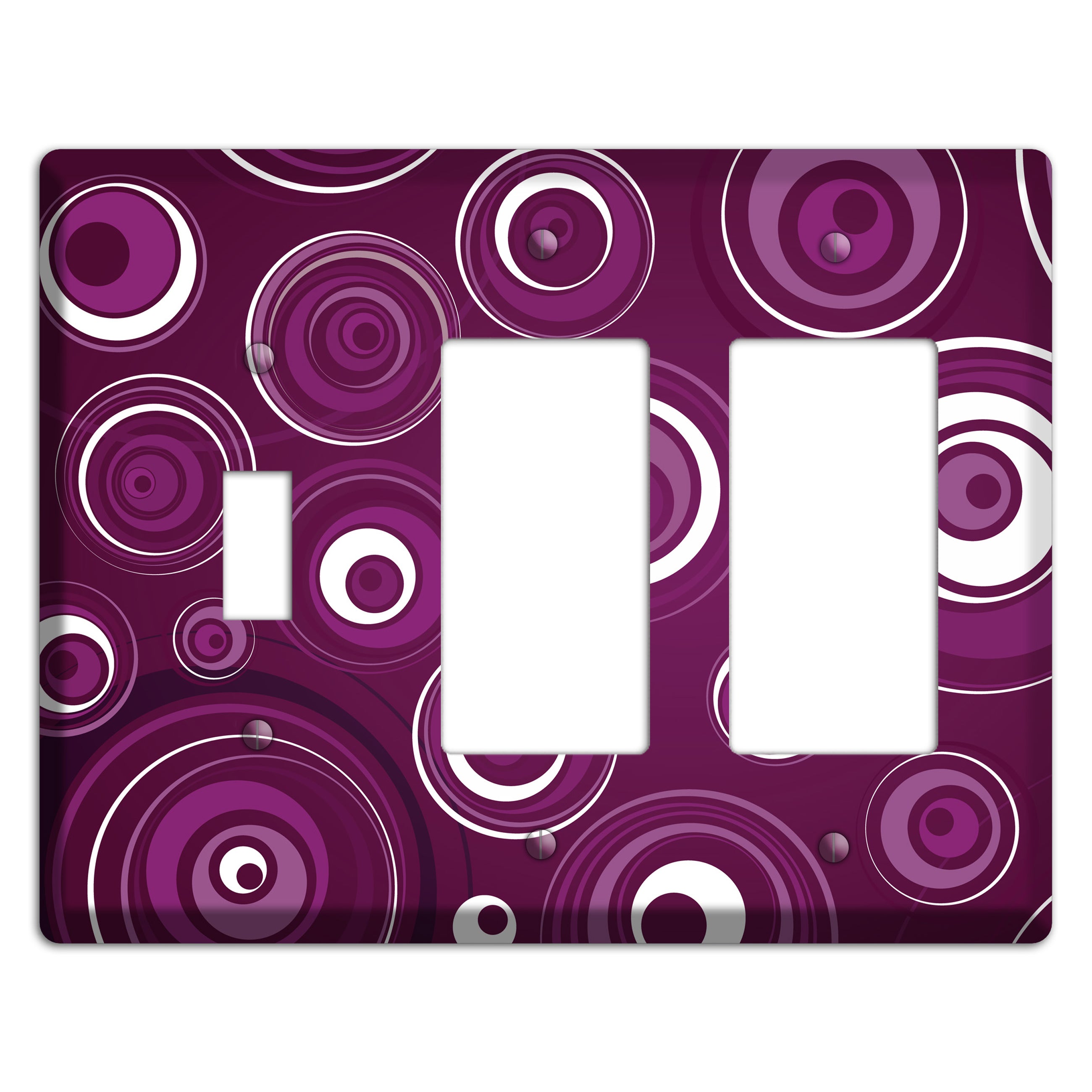 Purple Circles 2 Toggle / 2 Rocker Wallplate