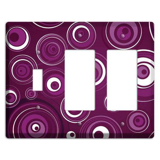 Purple Circles 2 Toggle / 2 Rocker Wallplate