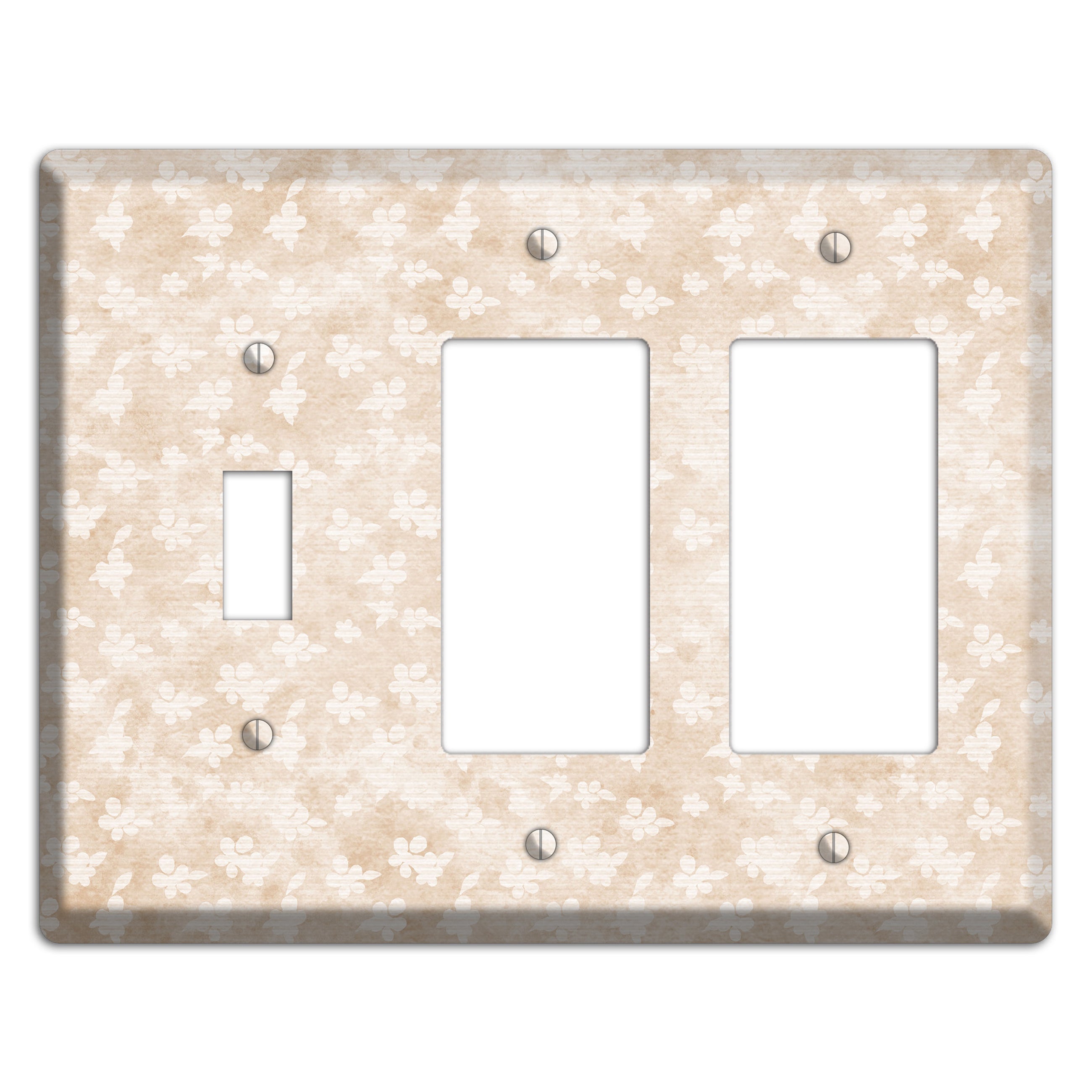 White Linen Neutral Texture Toggle / 2 Rocker Wallplate