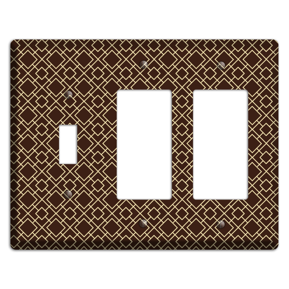 Asian Square Pattern Toggle / 2 Rocker Wallplate