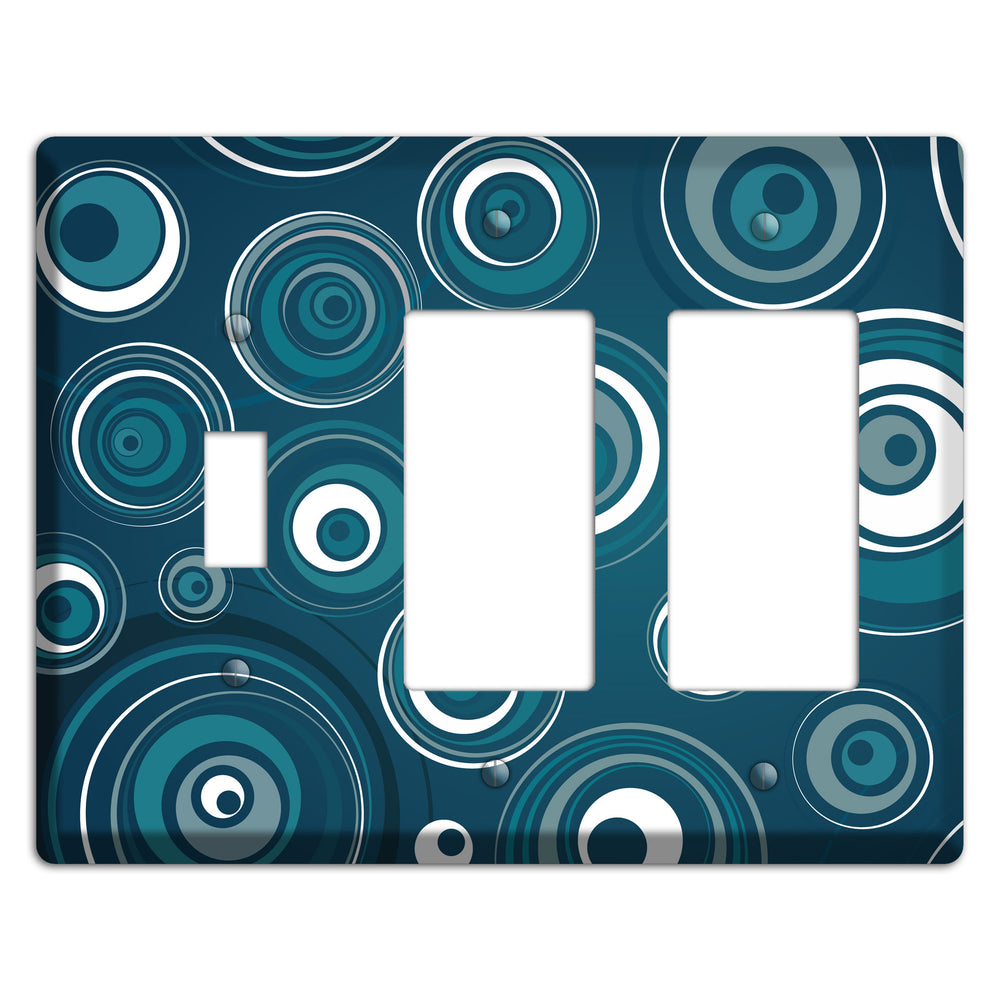Blue Circles Toggle / 2 Rocker Wallplate