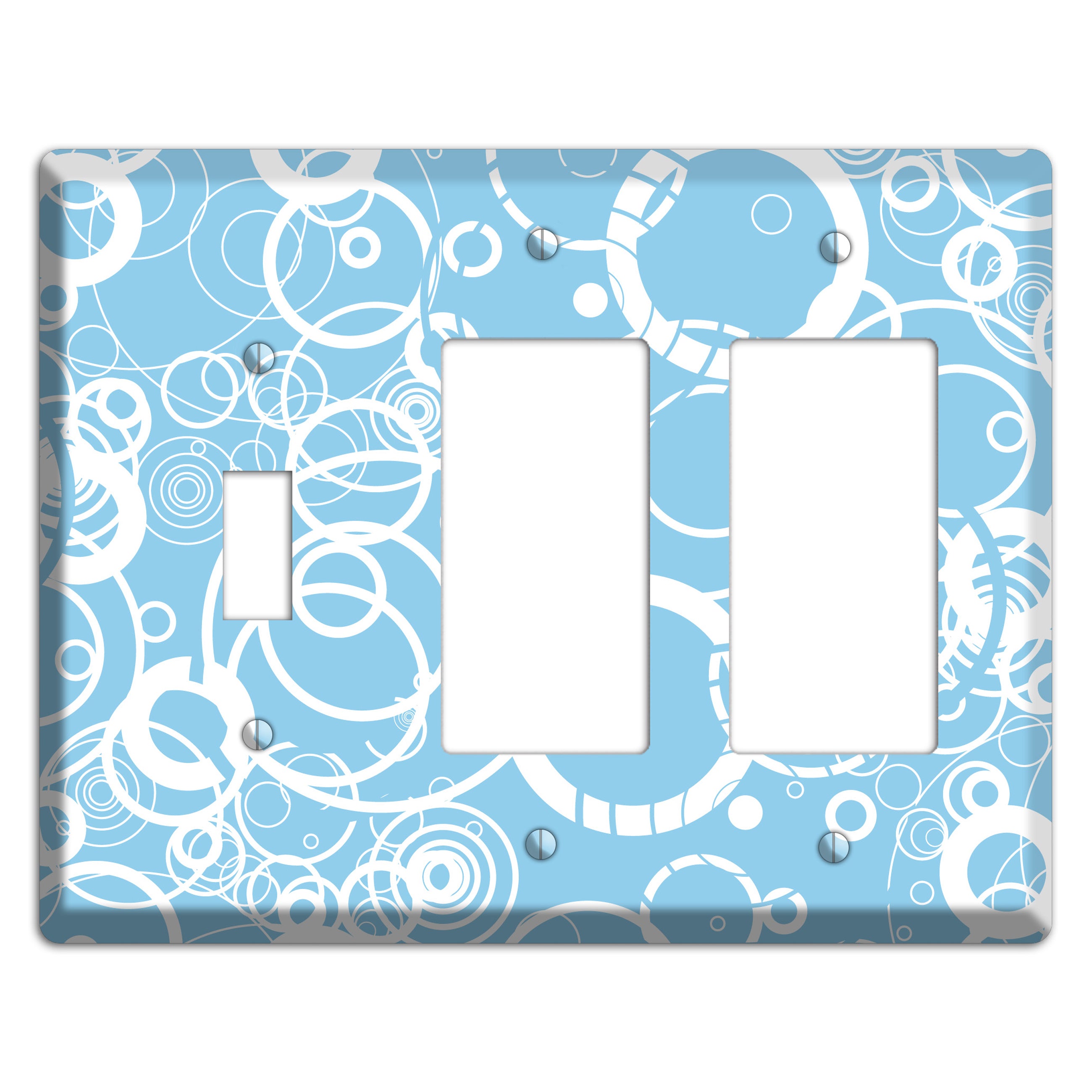 Light Blue Circles Toggle / 2 Rocker Wallplate