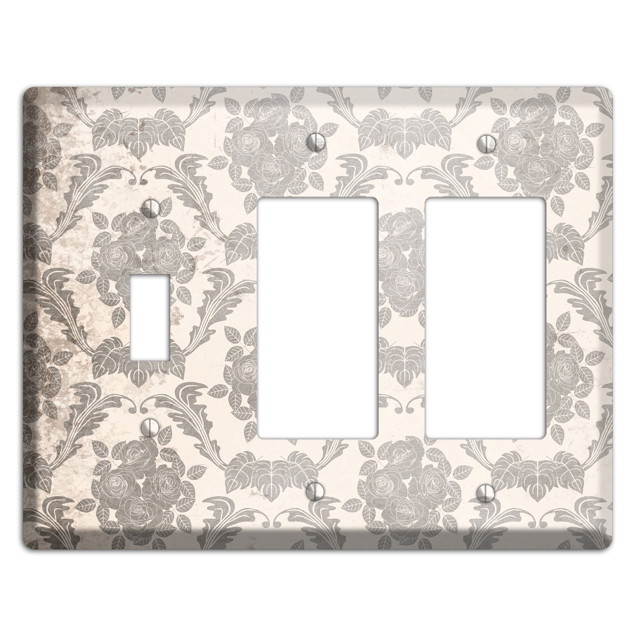 Pearl Bush Vintage Rose Damask Toggle / 2 Rocker Wallplate