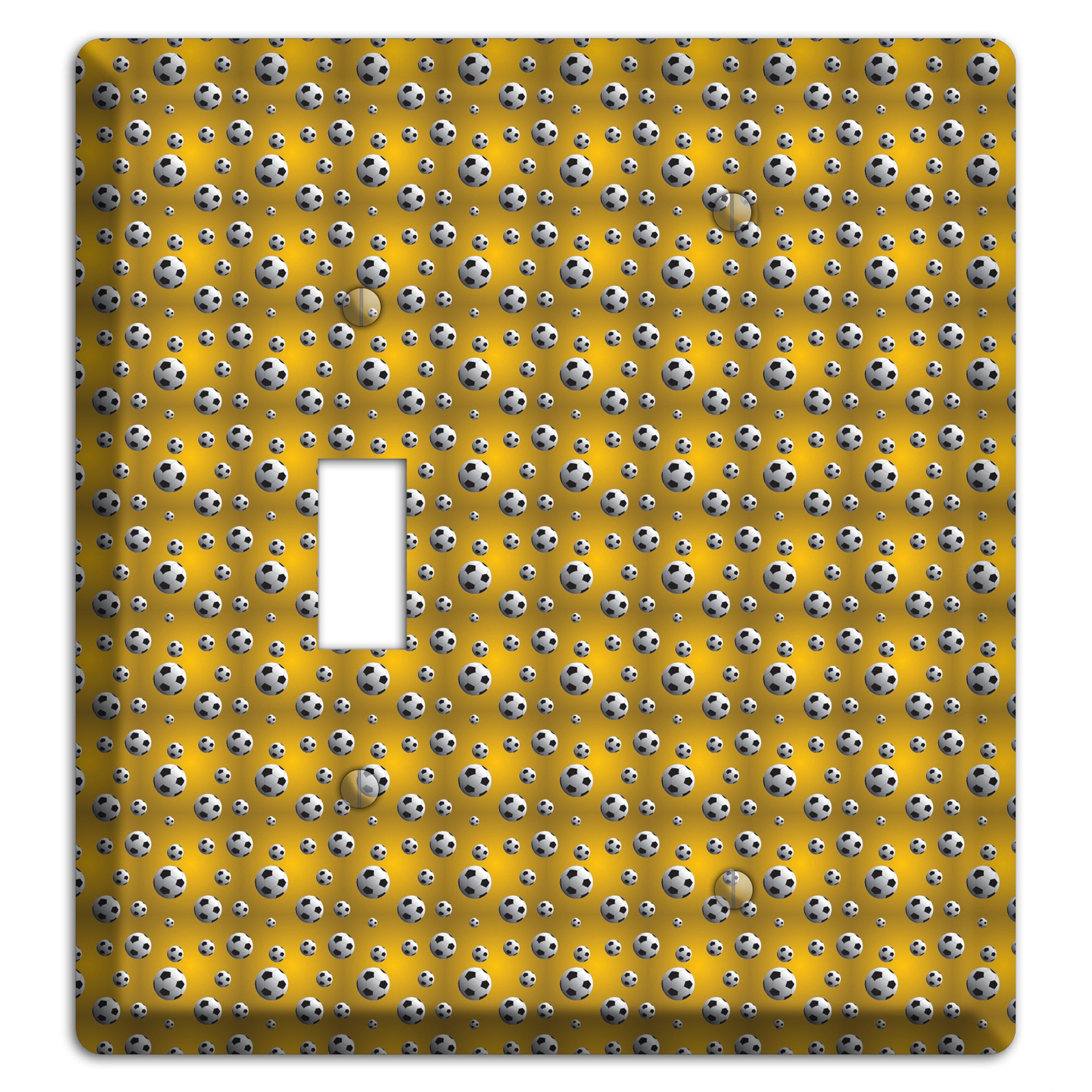 Yellow with Soccer Balls Toggle / Blank Wallplate