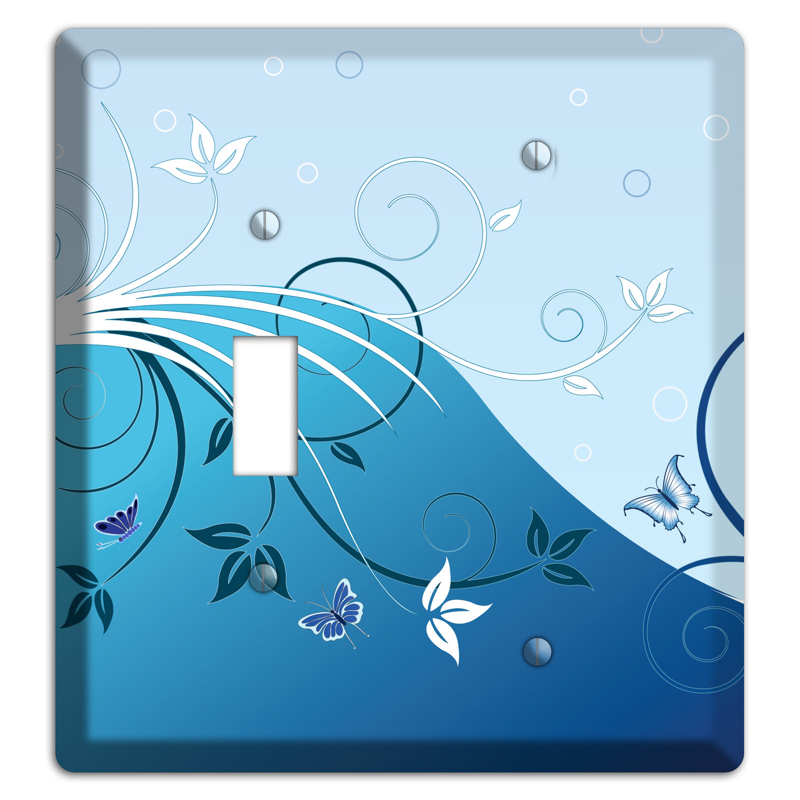 Blue Floral Sprig Toggle / Blank Wallplate