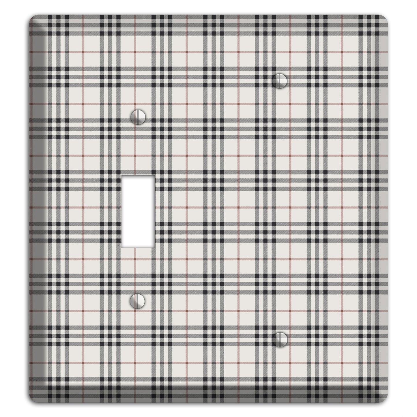 White and Black Plaid Toggle / Blank Wallplate