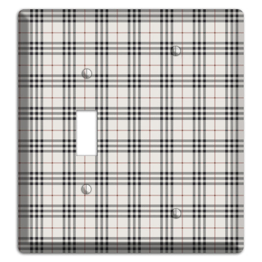 White and Black Plaid Toggle / Blank Wallplate