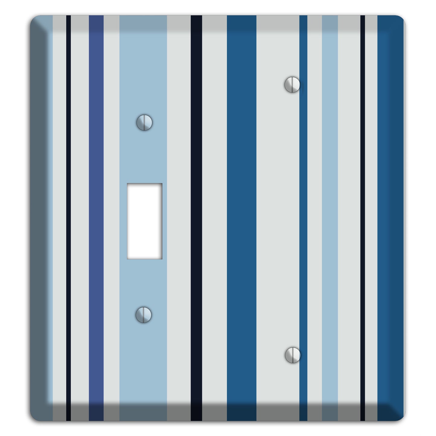 Multi White and Blue Vertical Stripe Toggle / Blank Wallplate