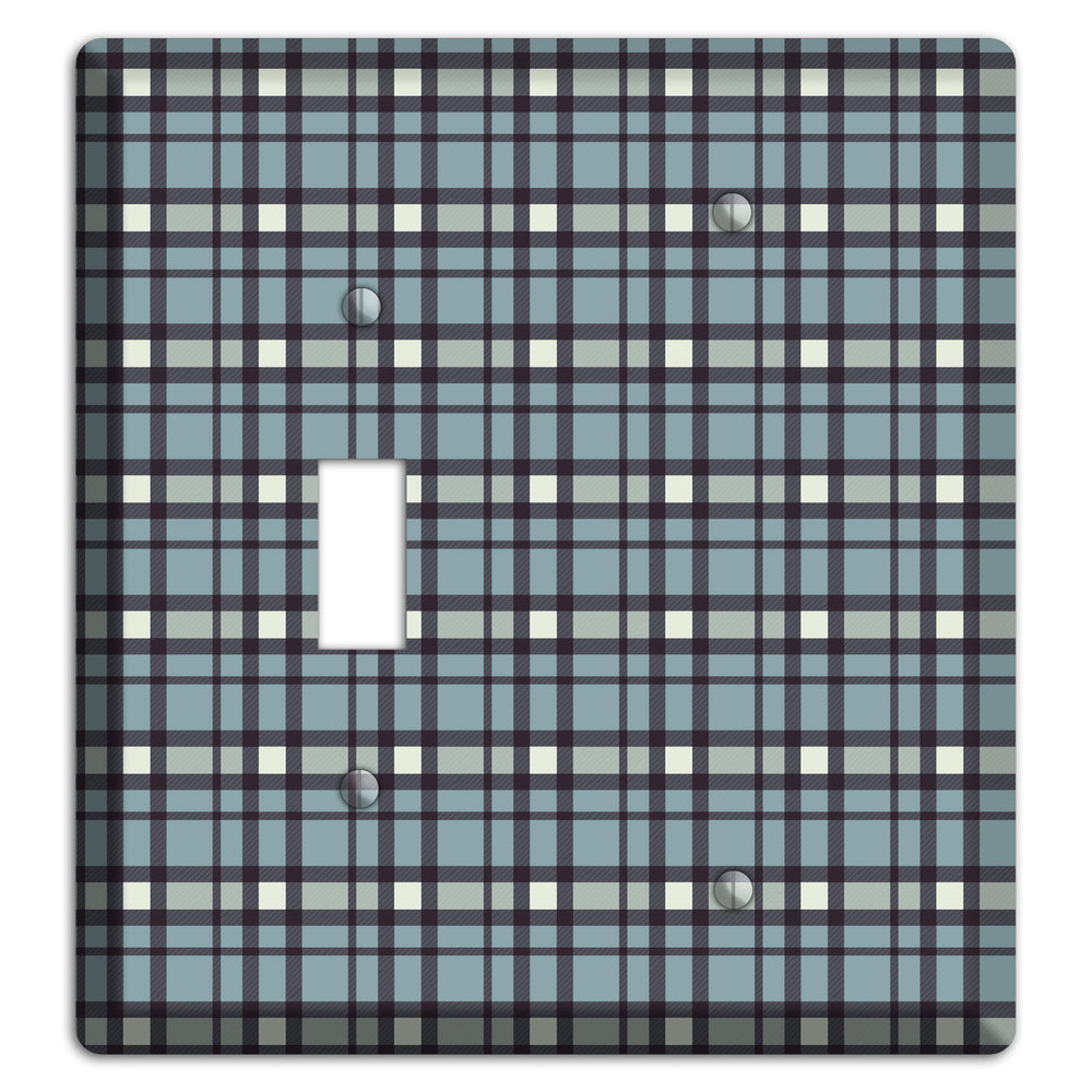 Dusty Blue Plaid Toggle / Blank Wallplate