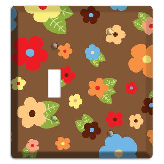 Brown Delicate Flowers Toggle / Blank Wallplate