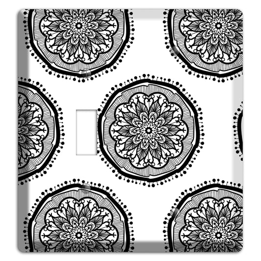 Mandala Black and White Style R Cover Plates Toggle / Blank Wallplate