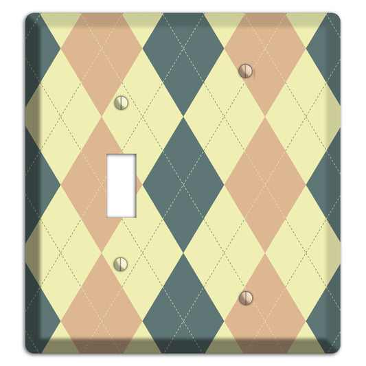 Yellow and Beige Argyle Toggle / Blank Wallplate