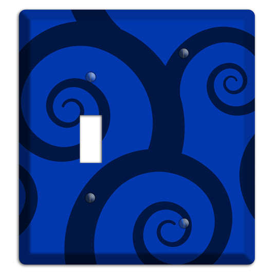 Blue Large Swirl Toggle / Blank Wallplate
