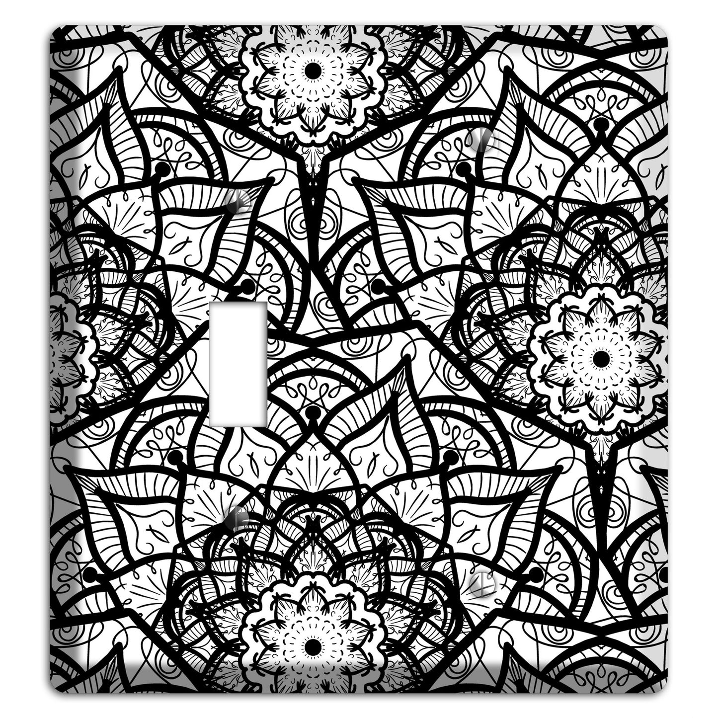 Mandala Black and White Style U Cover Plates Toggle / Blank Wallplate