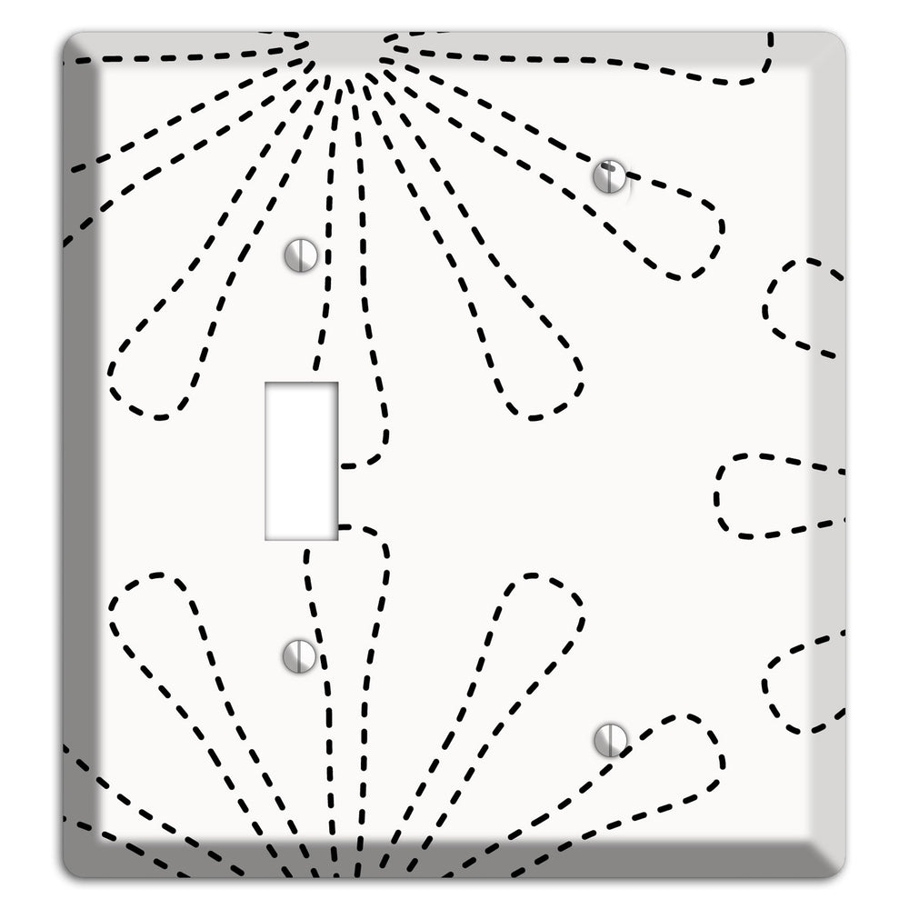 White with Black Retro Stipple Floral Contour Toggle / Blank Wallplate