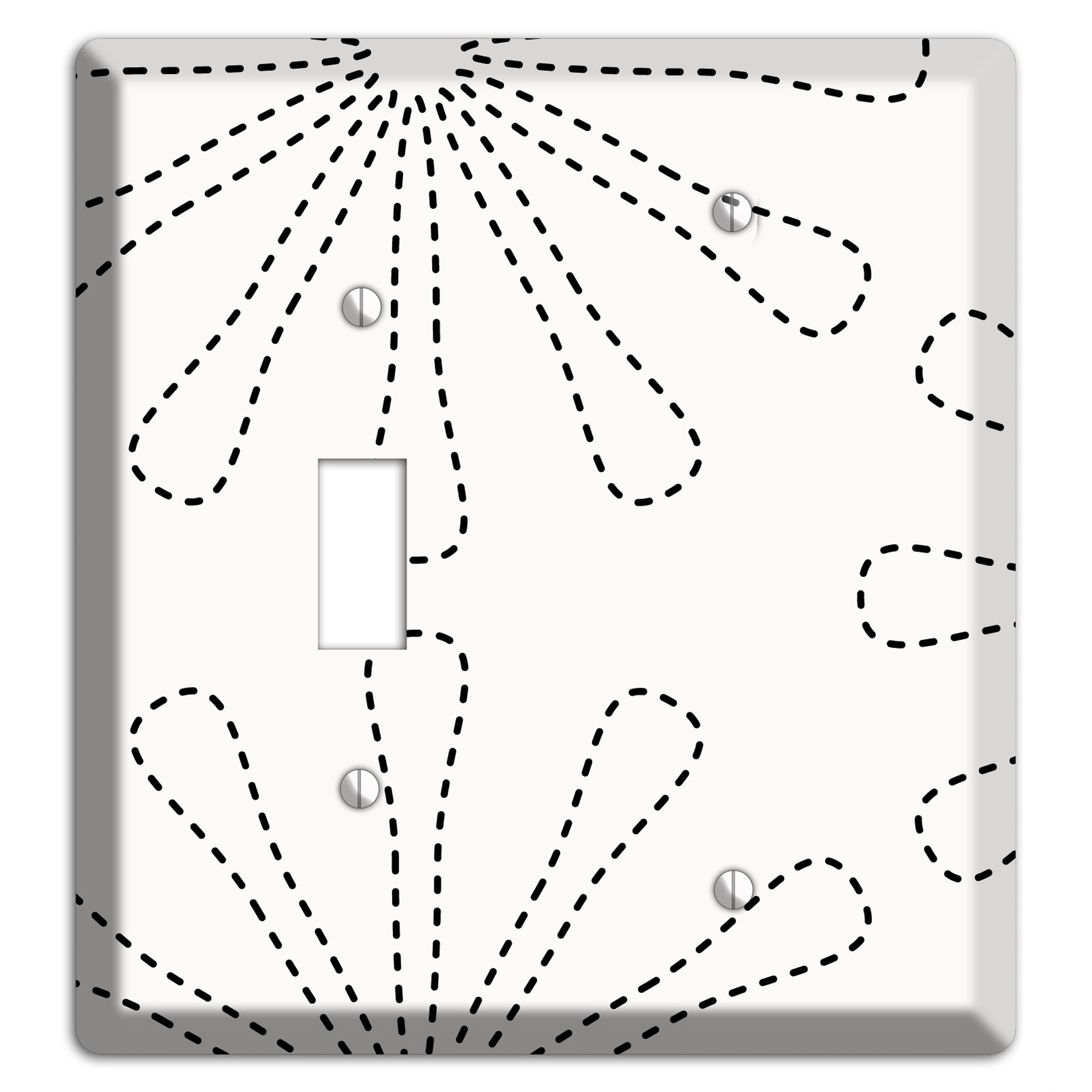 White with Black Retro Stipple Floral Contour Toggle / Blank Wallplate