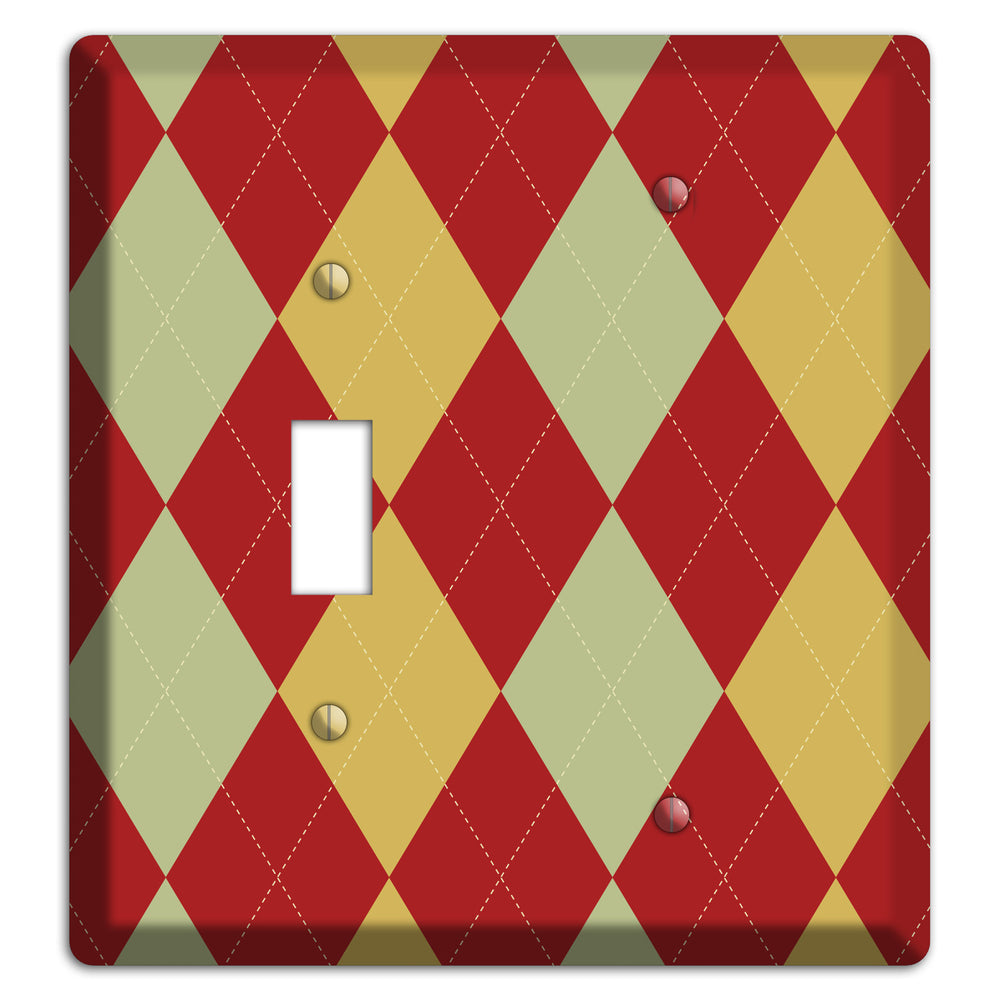 Burnt Orange and Light Green Argyle Toggle / Blank Wallplate