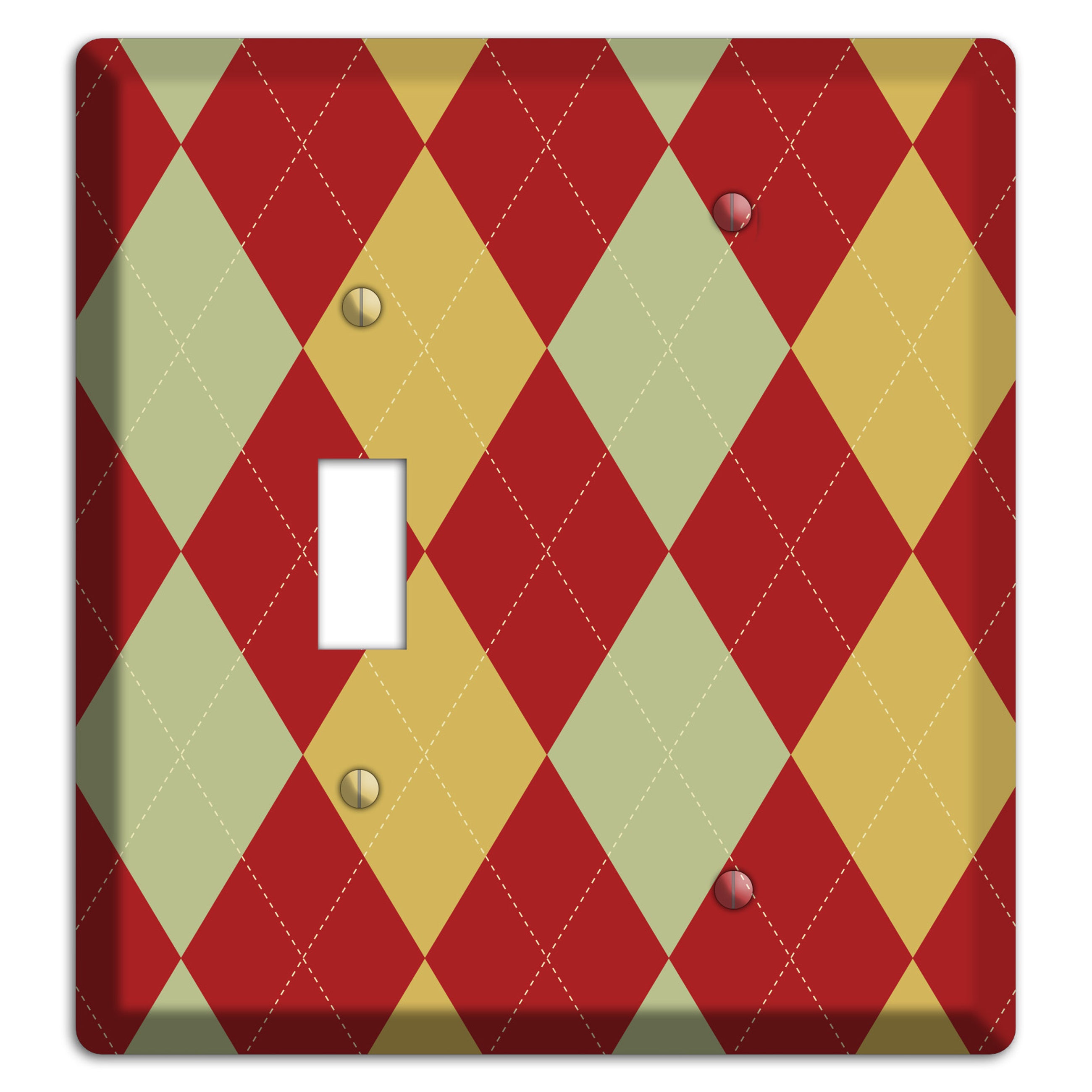 Burnt Orange and Light Green Argyle Toggle / Blank Wallplate