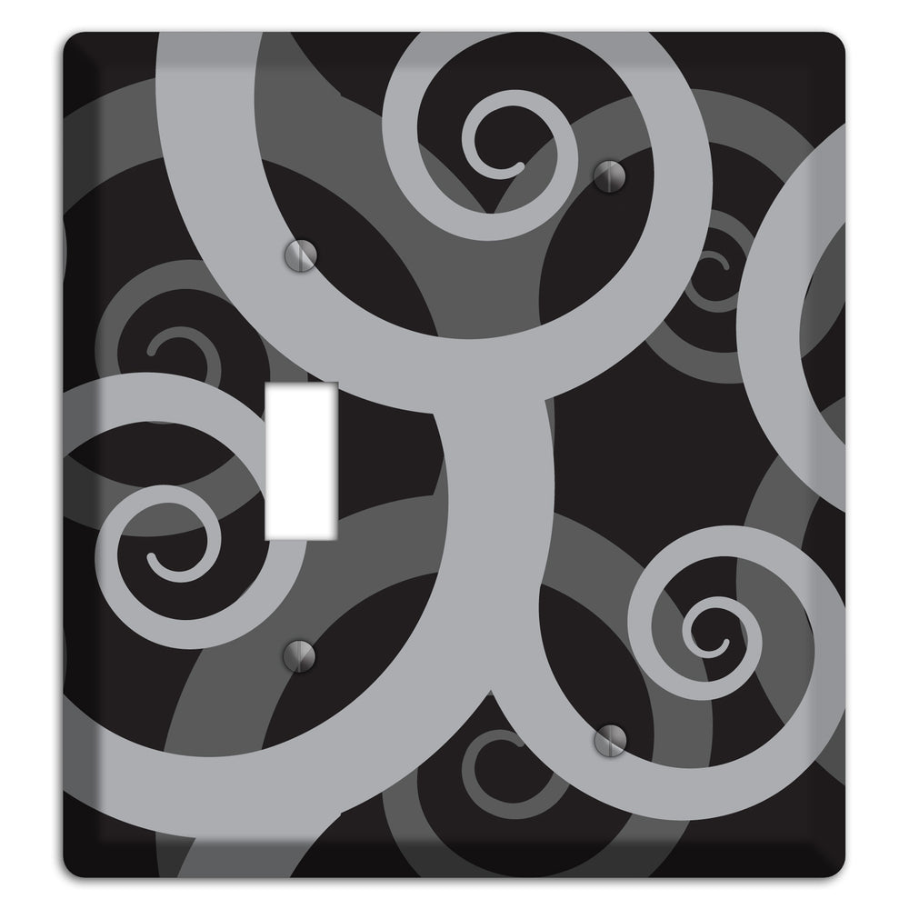 Black with Grey Large Swirl Toggle / Blank Wallplate