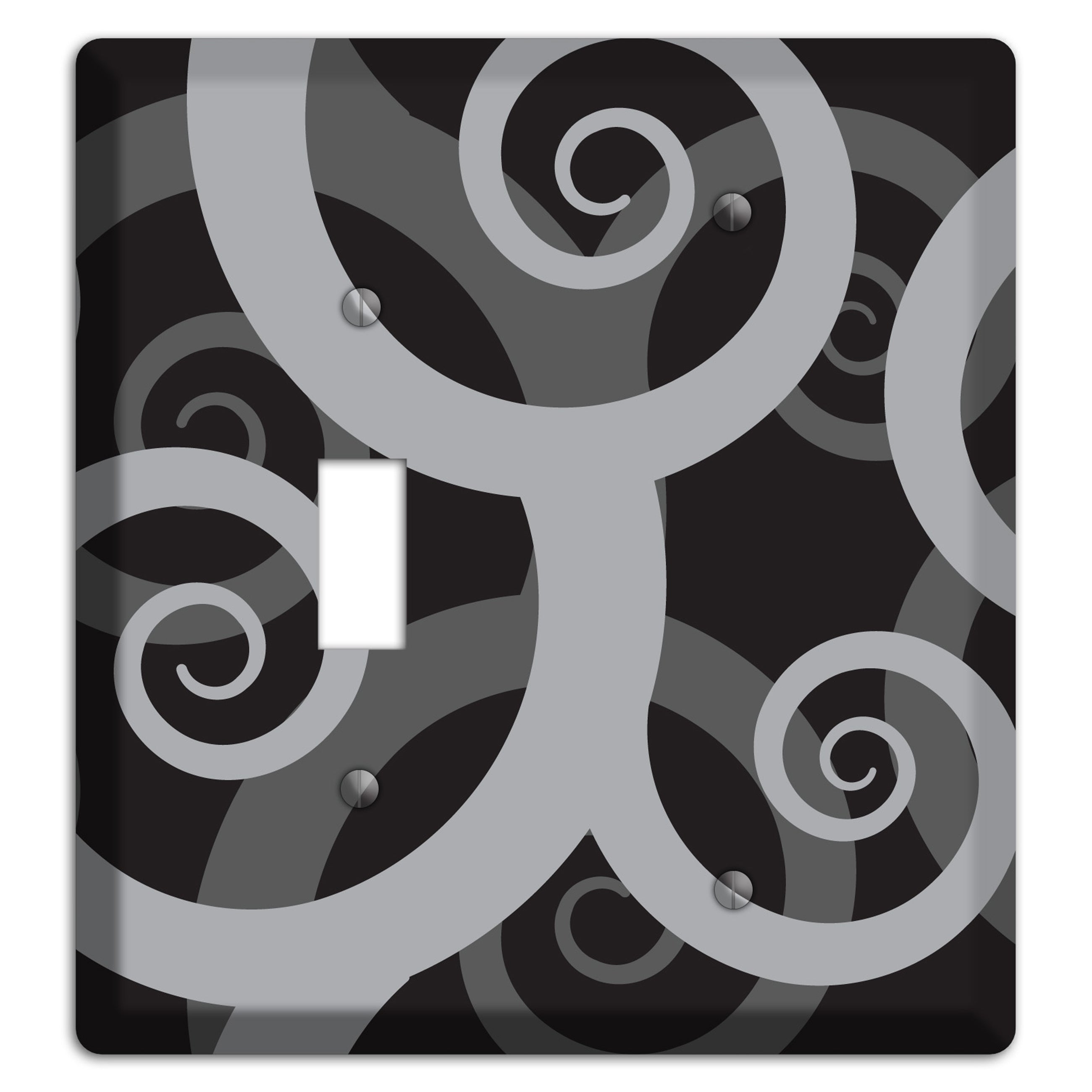 Black with Grey Large Swirl Toggle / Blank Wallplate