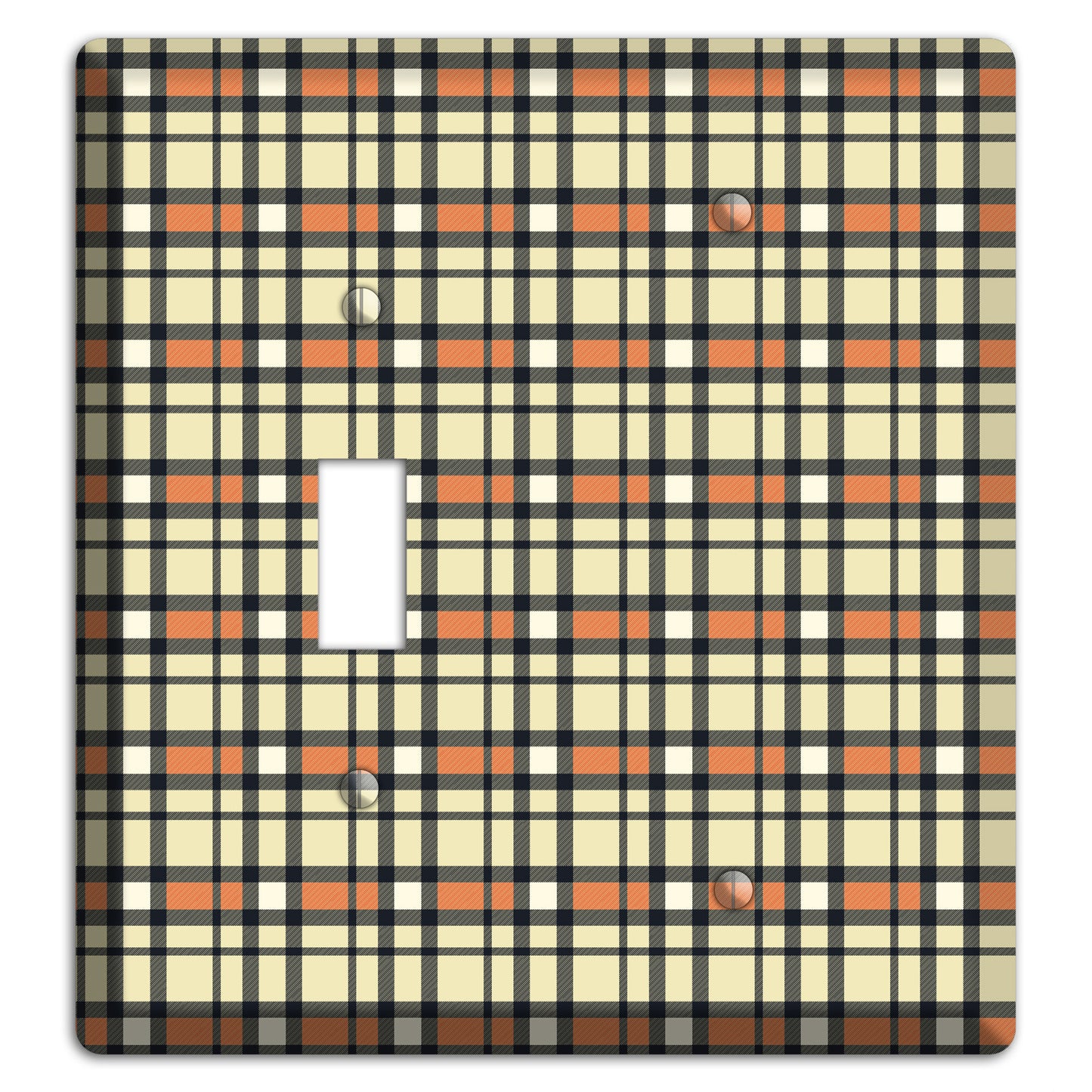Beige and Brown Plaid Toggle / Blank Wallplate