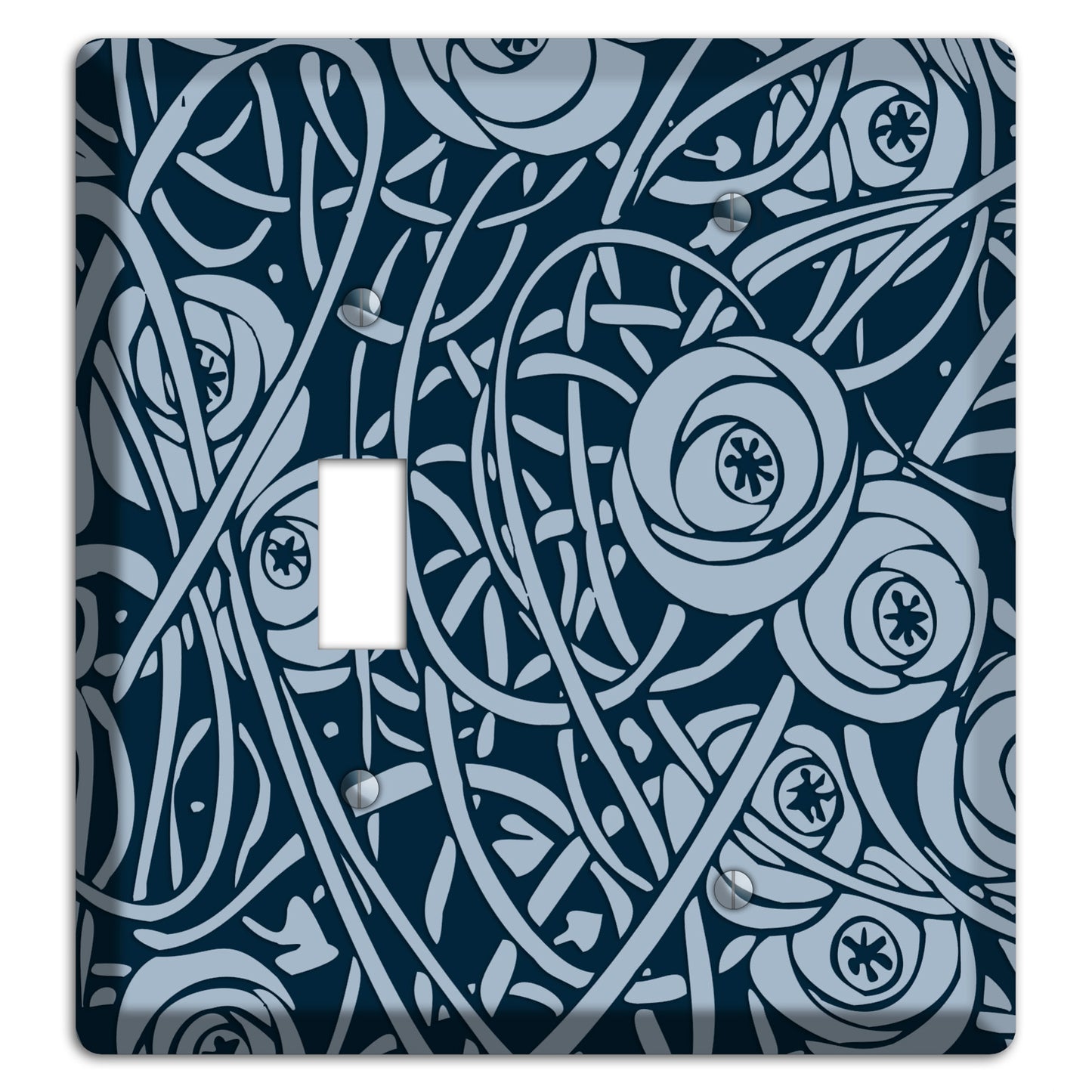 Navy Abstract Floral Toggle / Blank Wallplate