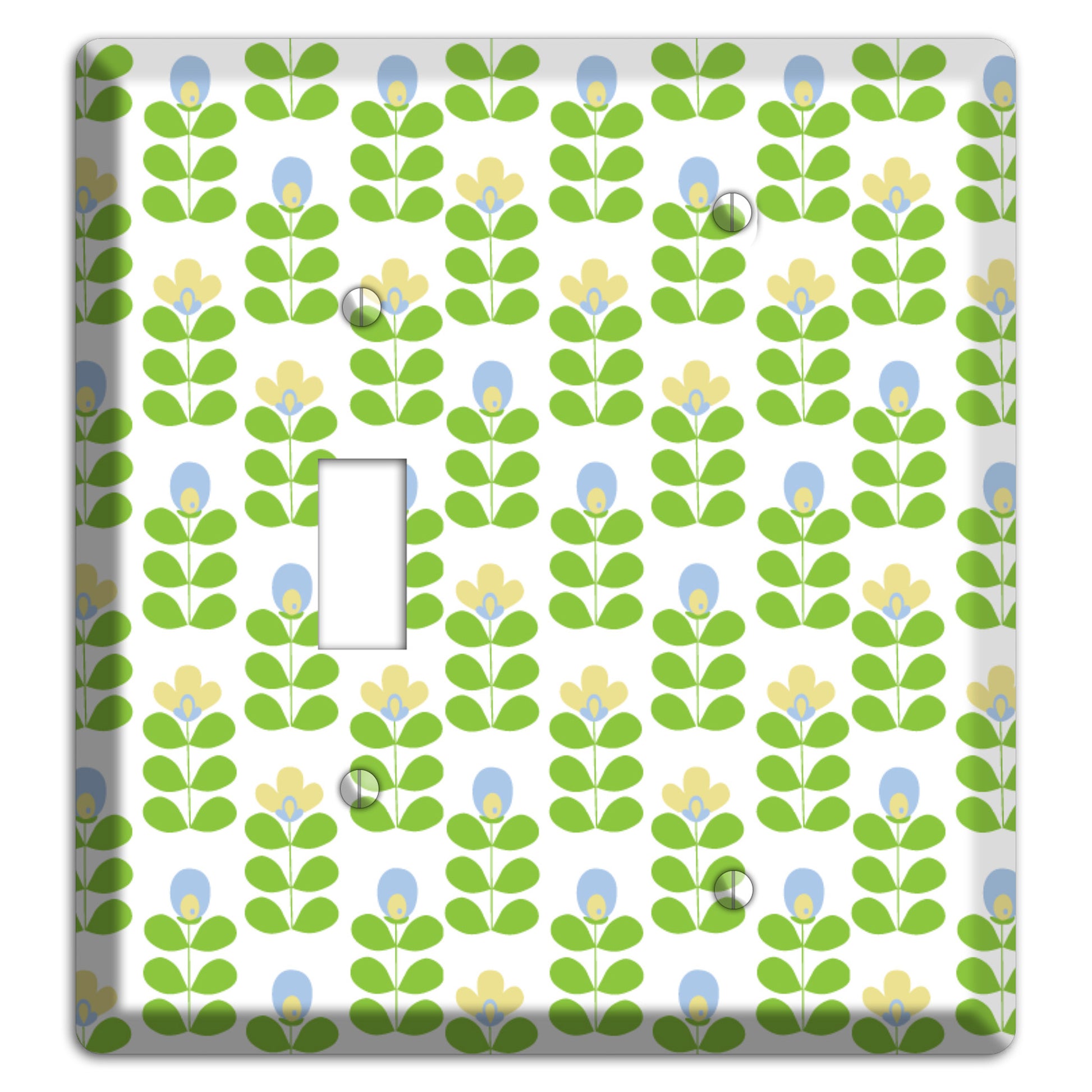Green Deco Floral Half Drop Toggle / Blank Wallplate