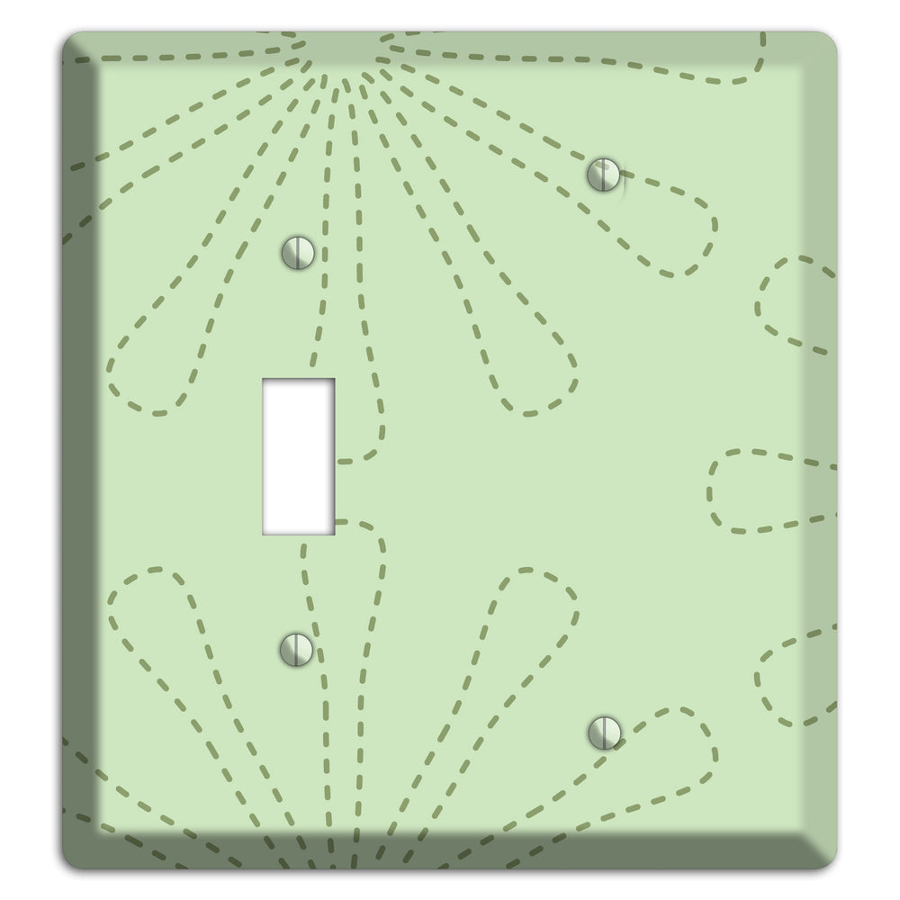 Sage Retro Stipple Floral Contour Toggle / Blank Wallplate