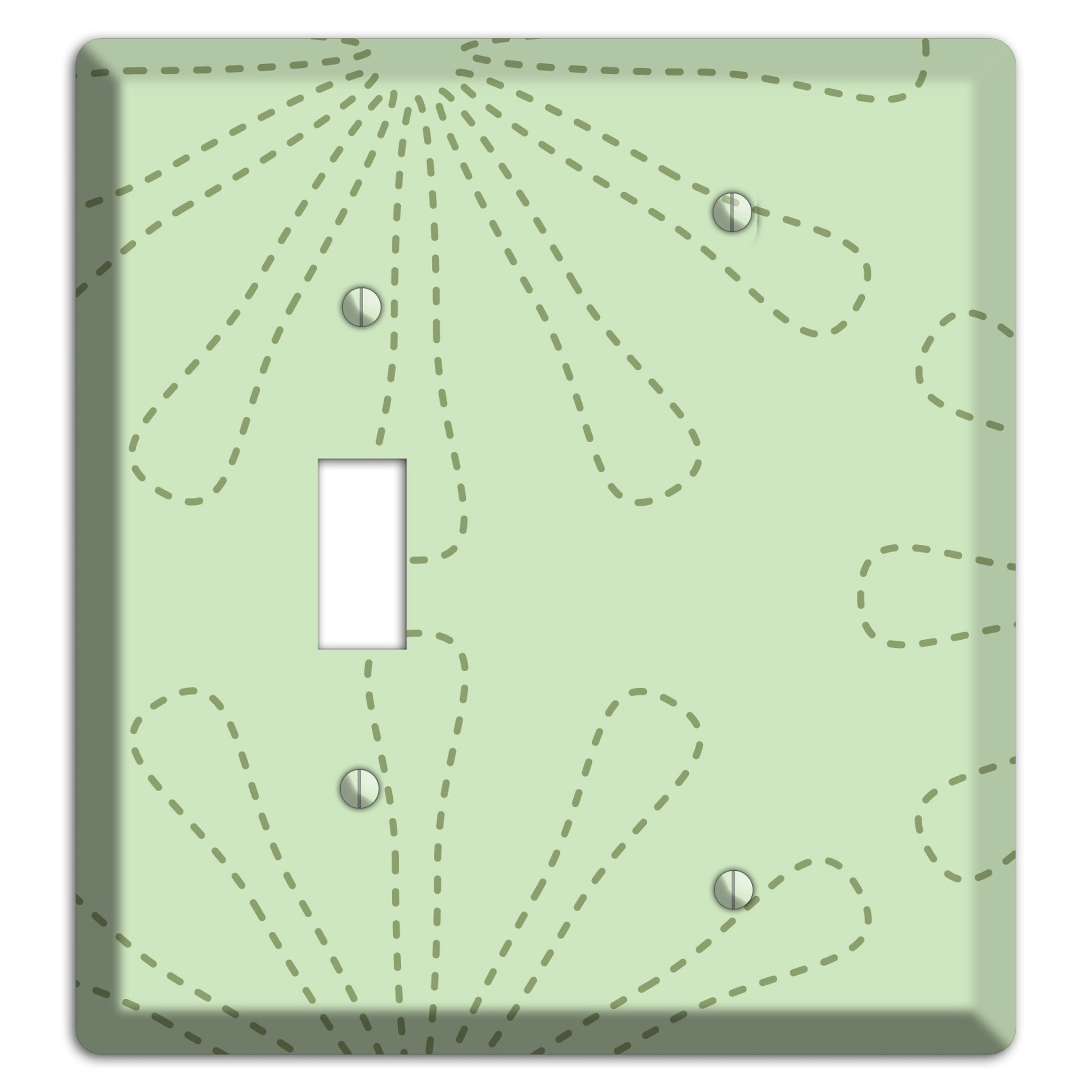 Sage Retro Stipple Floral Contour Toggle / Blank Wallplate