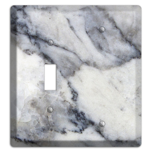 White and Grey Marble Toggle / Blank Wallplate