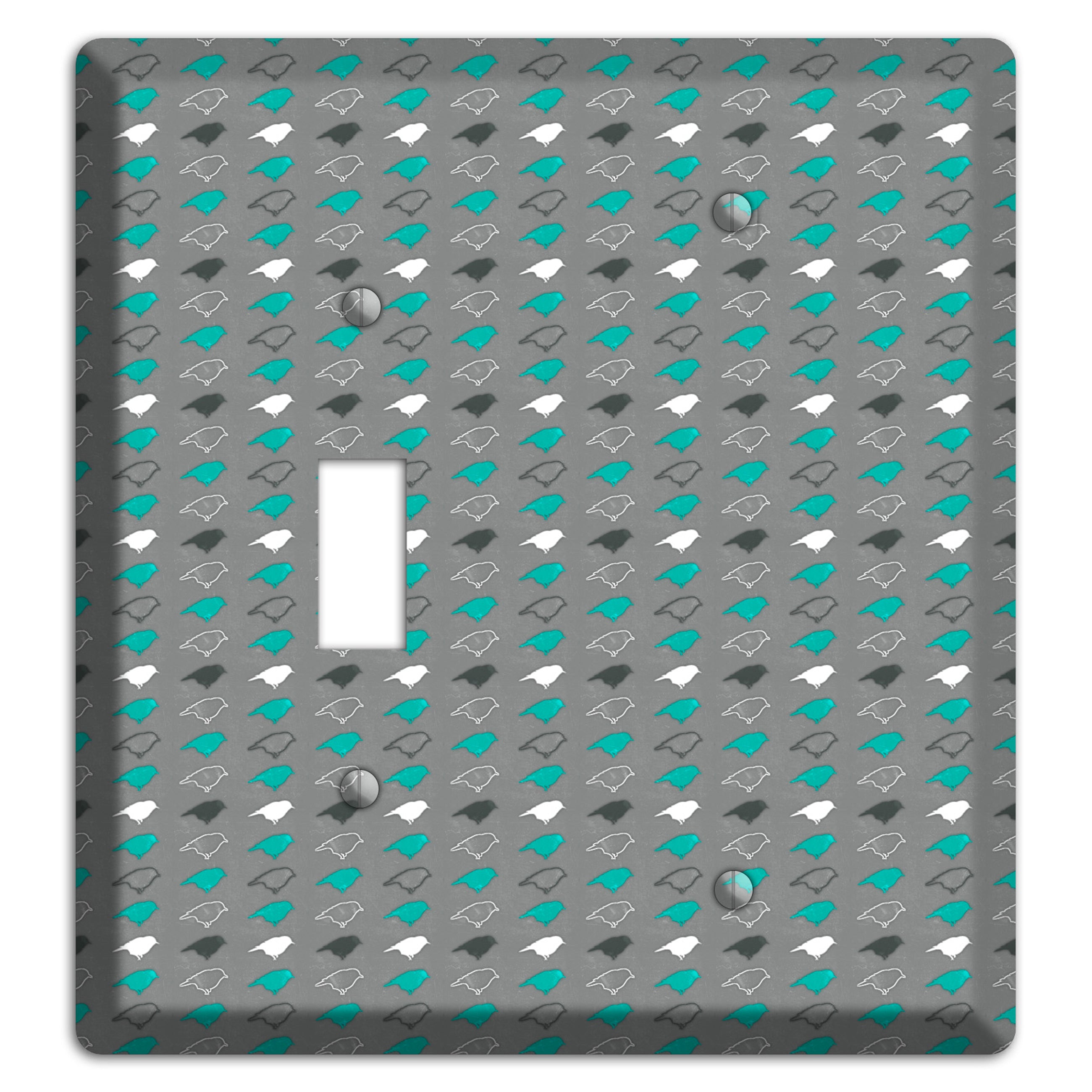 Grey with Small Green Birds 2 Toggle / Blank Wallplate