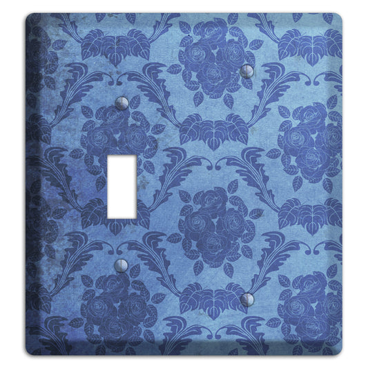 Polo Blue Vintage Rose Damask Toggle / Blank Wallplate
