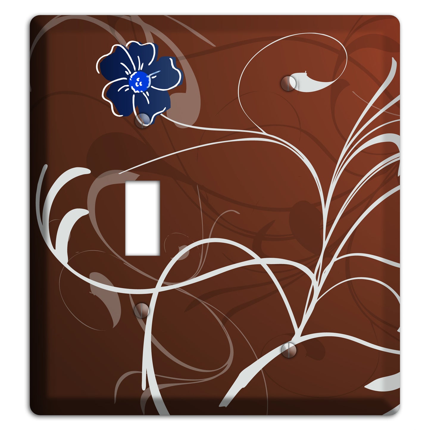 Brown Flower with Swirl Toggle / Blank Wallplate