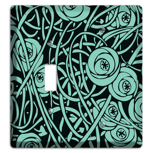 Teal Deco Floral Toggle / Blank Wallplate