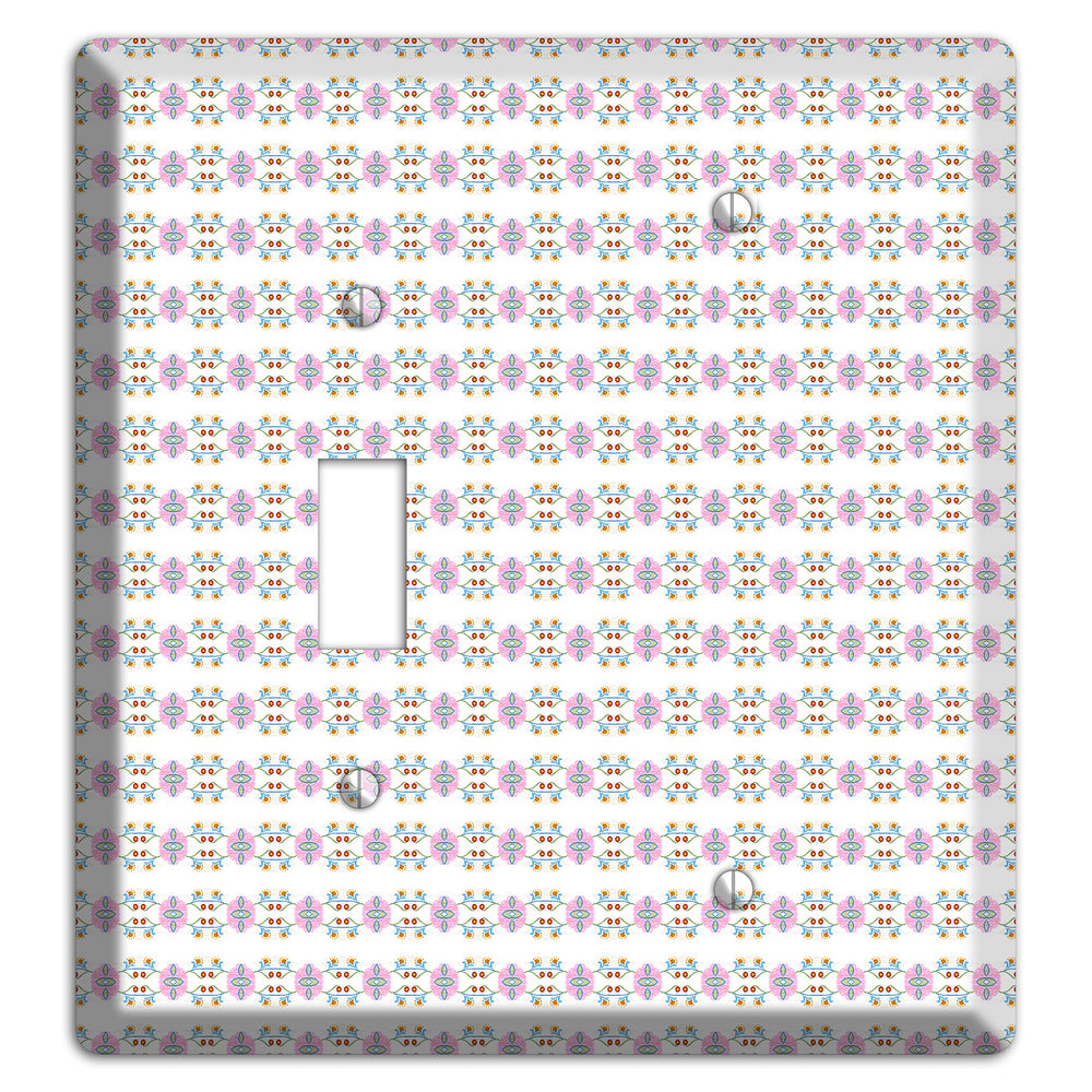 White with Lavendar Green Red Tapestry Toggle / Blank Wallplate