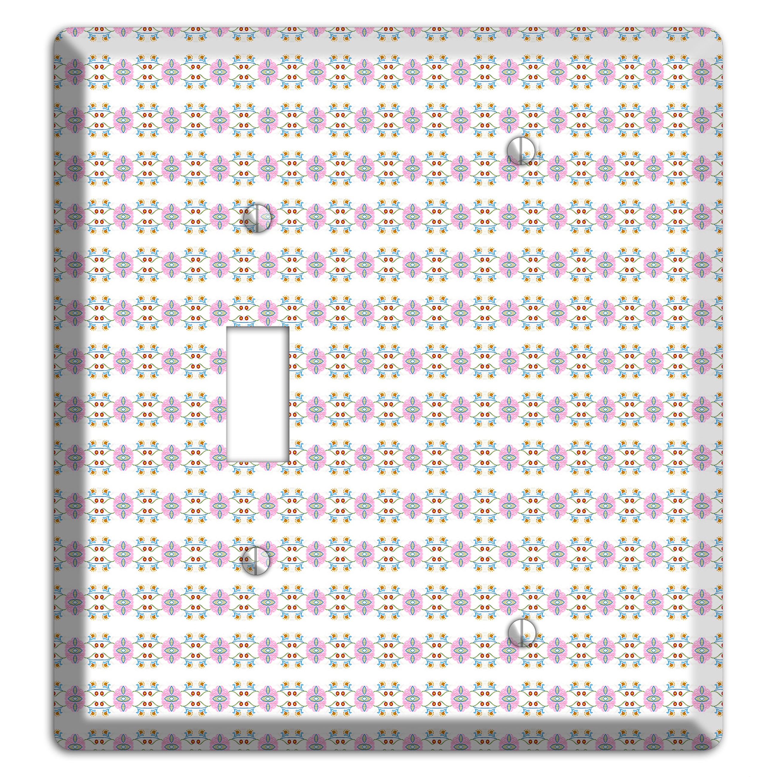 White with Lavendar Green Red Tapestry Toggle / Blank Wallplate