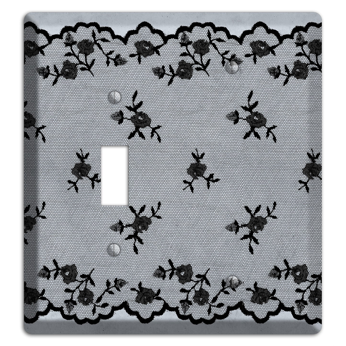 Embroidered Floral Gray Toggle / Blank Wallplate